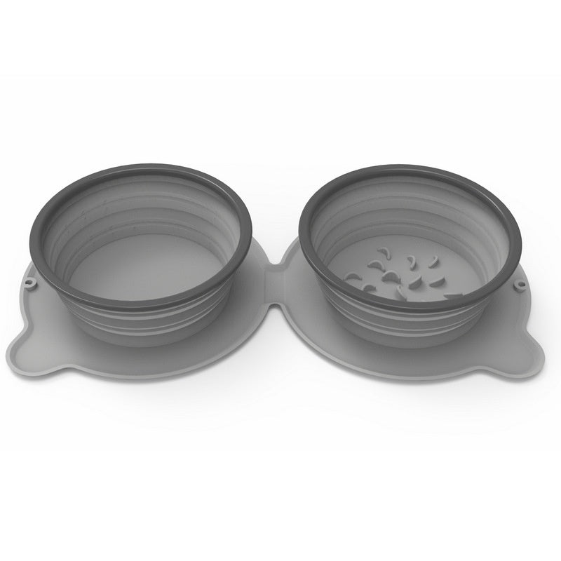 Portable Foldable Silicone Double Pet Feeding Bowl