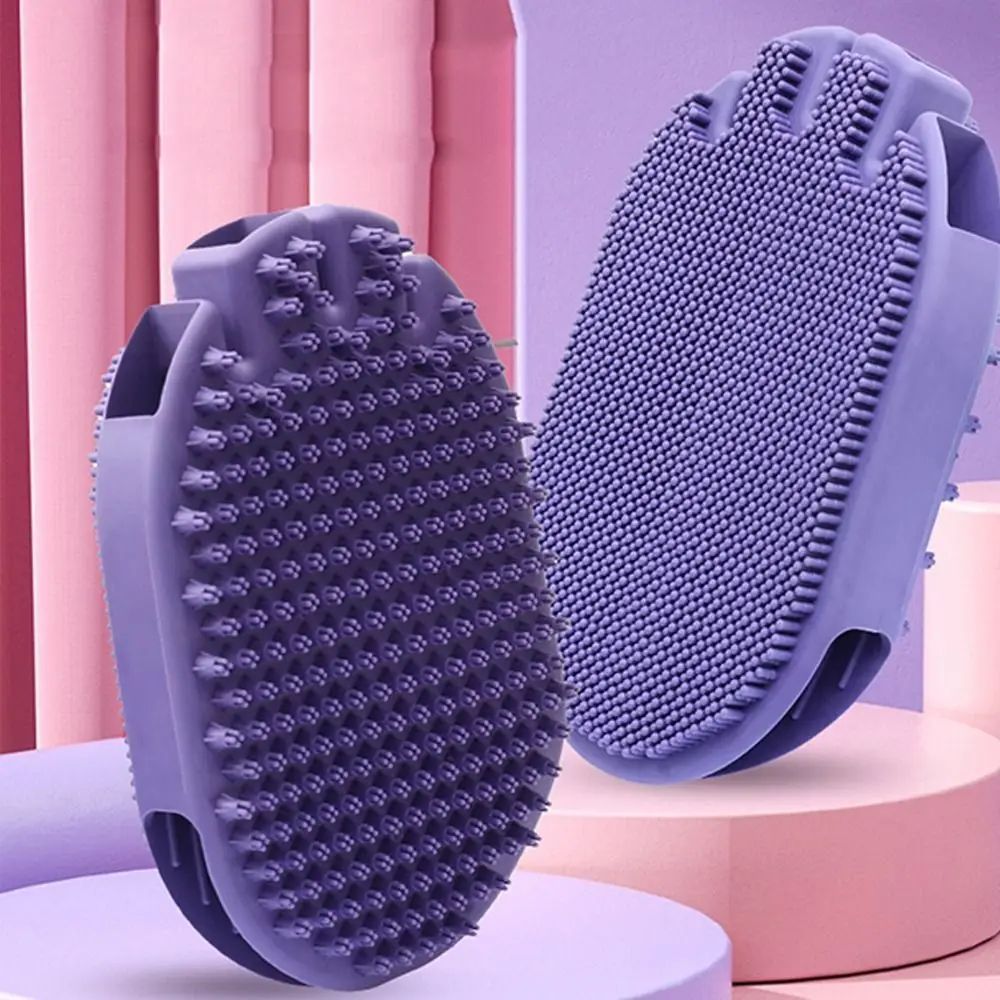 Dual-Sided Pet Shampoo Brush Soft Bristle Grooming Tool