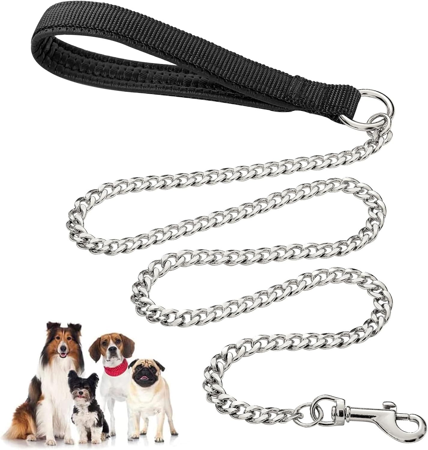 Heavy-Duty Metal Pet Leash With Padded Handle