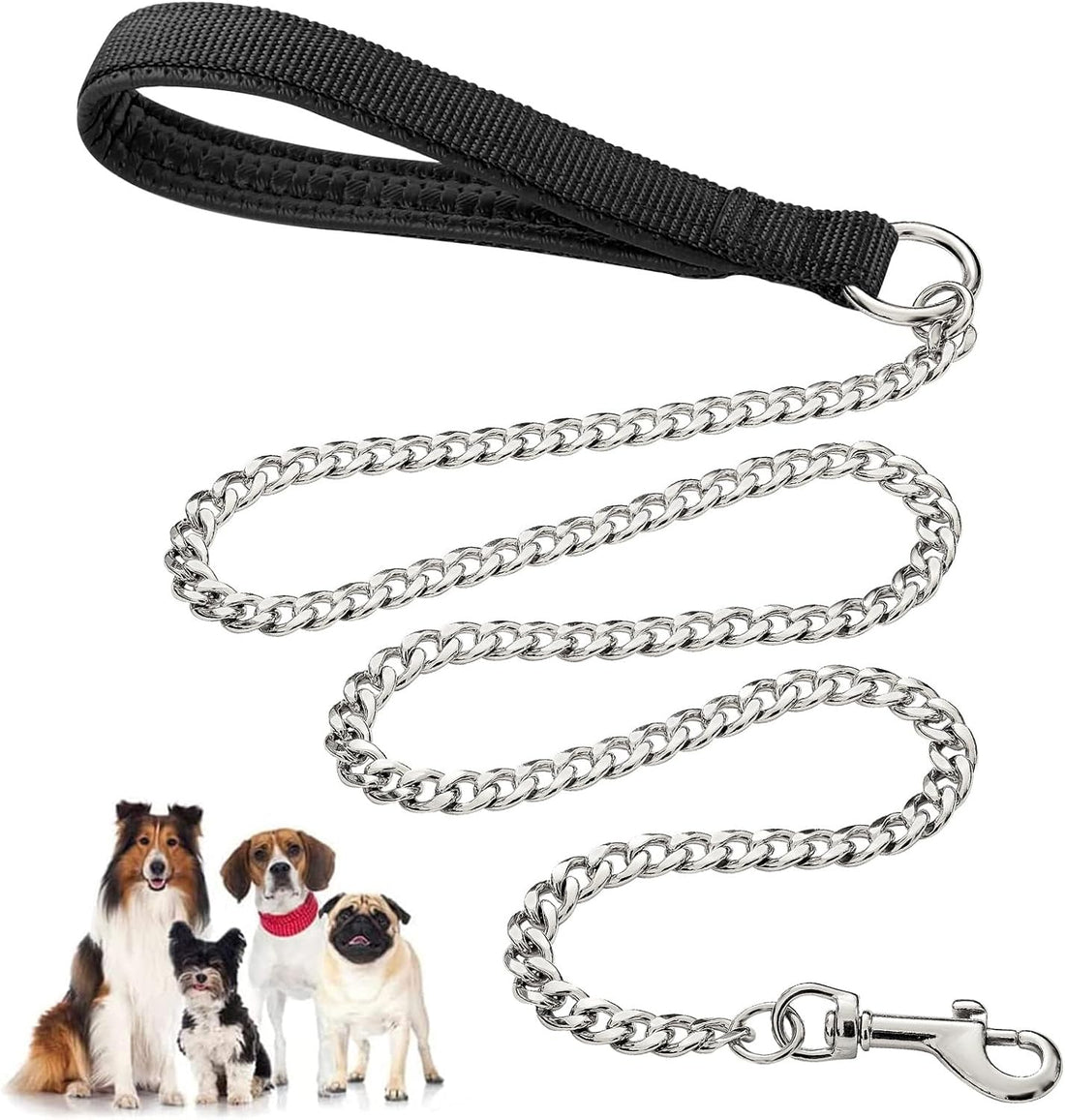 Heavy-Duty Metal Pet Leash With Padded Handle