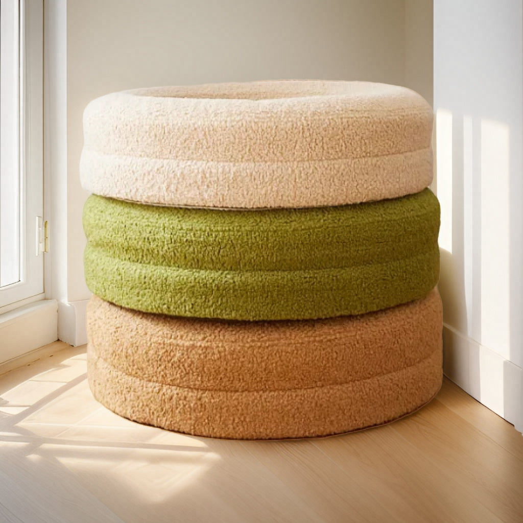 Solid Color Round Plush Pet Bed Comfortable Nest
