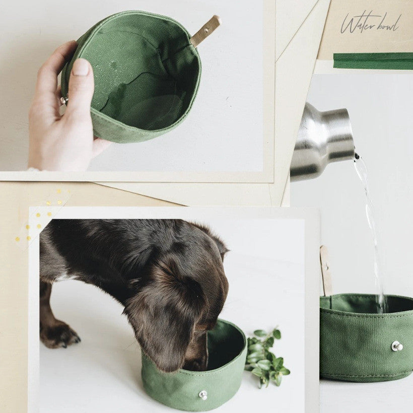 Folding Canvas Portable Pet Feeding And Water Bowl