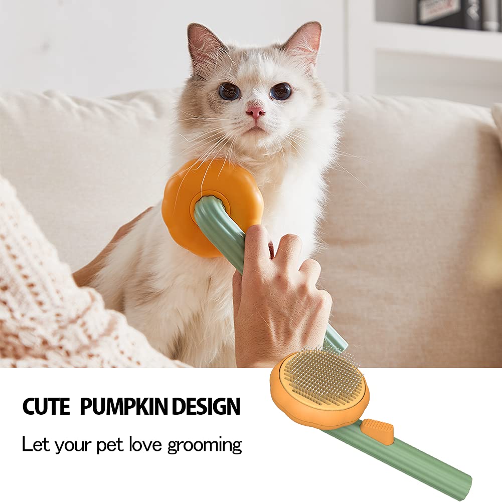 Pumpkin Self-Cleaning Pet Grooming Slicker Brush
