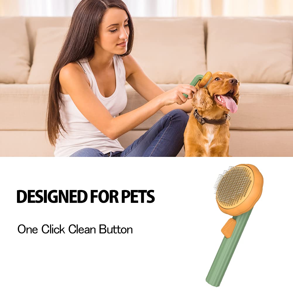 Pumpkin Self-Cleaning Pet Grooming Slicker Brush