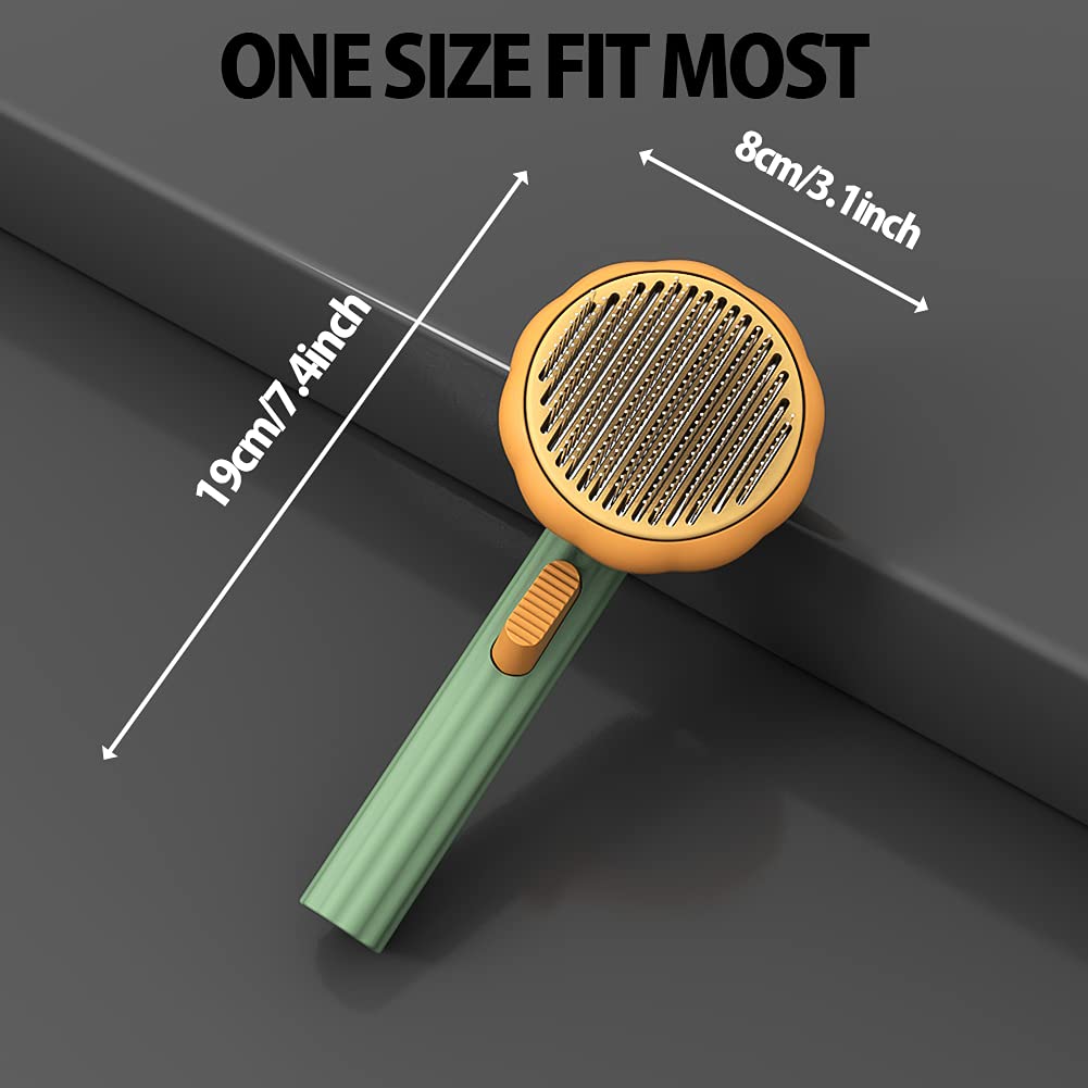 Pumpkin Self-Cleaning Pet Grooming Slicker Brush
