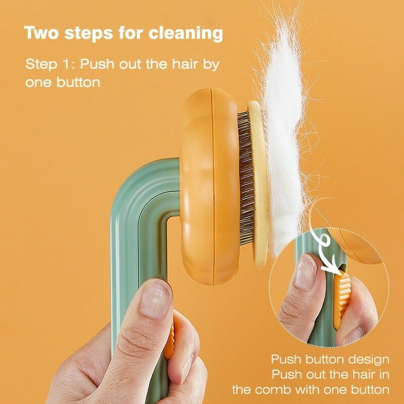 Pumpkin Self-Cleaning Pet Grooming Slicker Brush