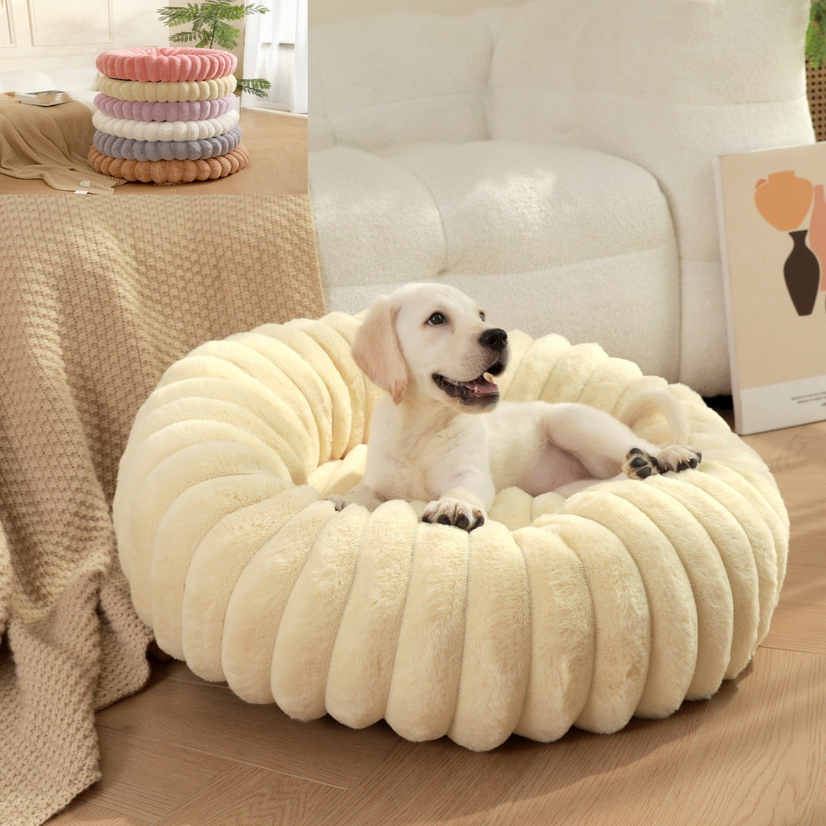 High-Weight Plush Pet Nest Round Warm Bed