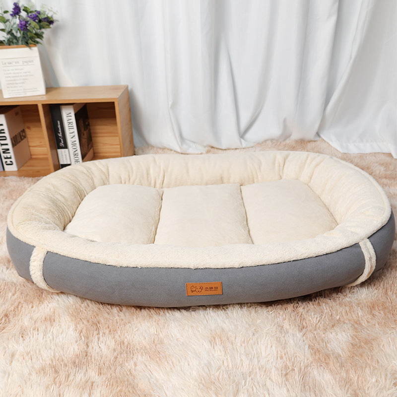 Linen Round Non-Slip Pet Mat