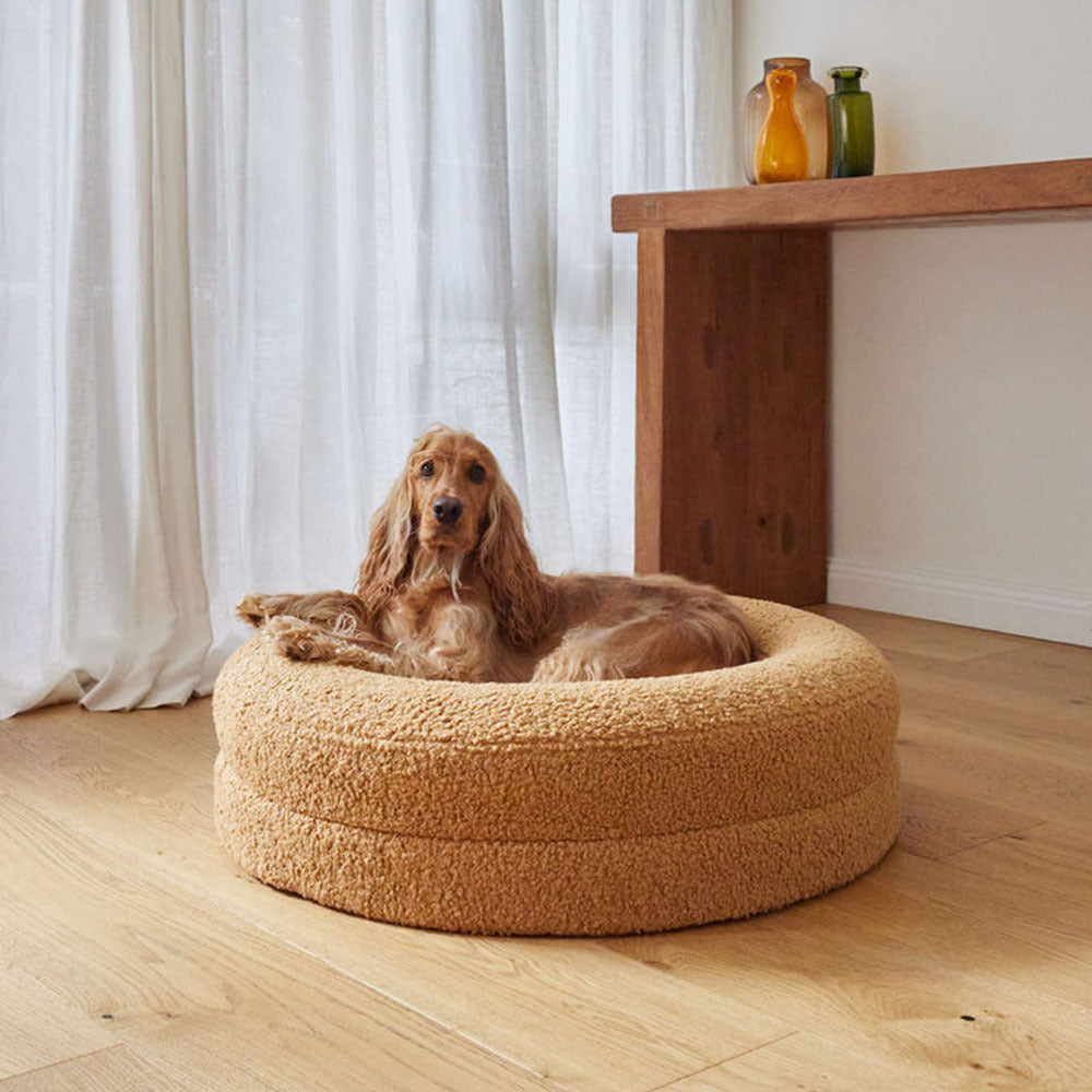 Solid Color Round Plush Pet Bed Comfortable Nest
