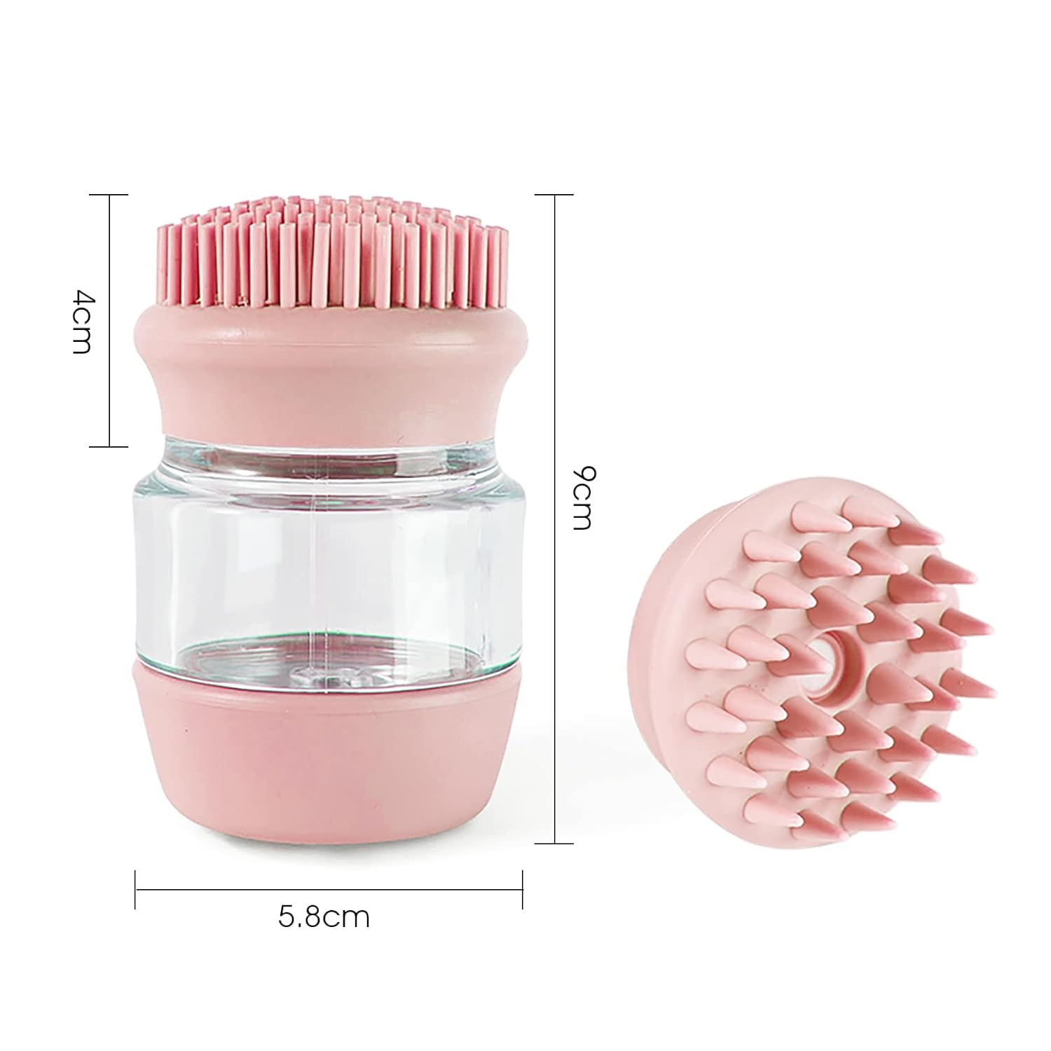 Pet Bath Silicone Grooming Brush Double-Head Hair Cleaning with Shampoo Dispenser