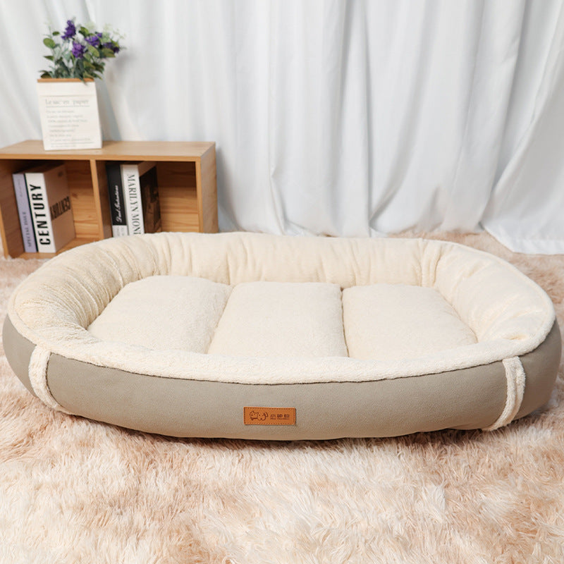 Linen Round Non-Slip Pet Mat