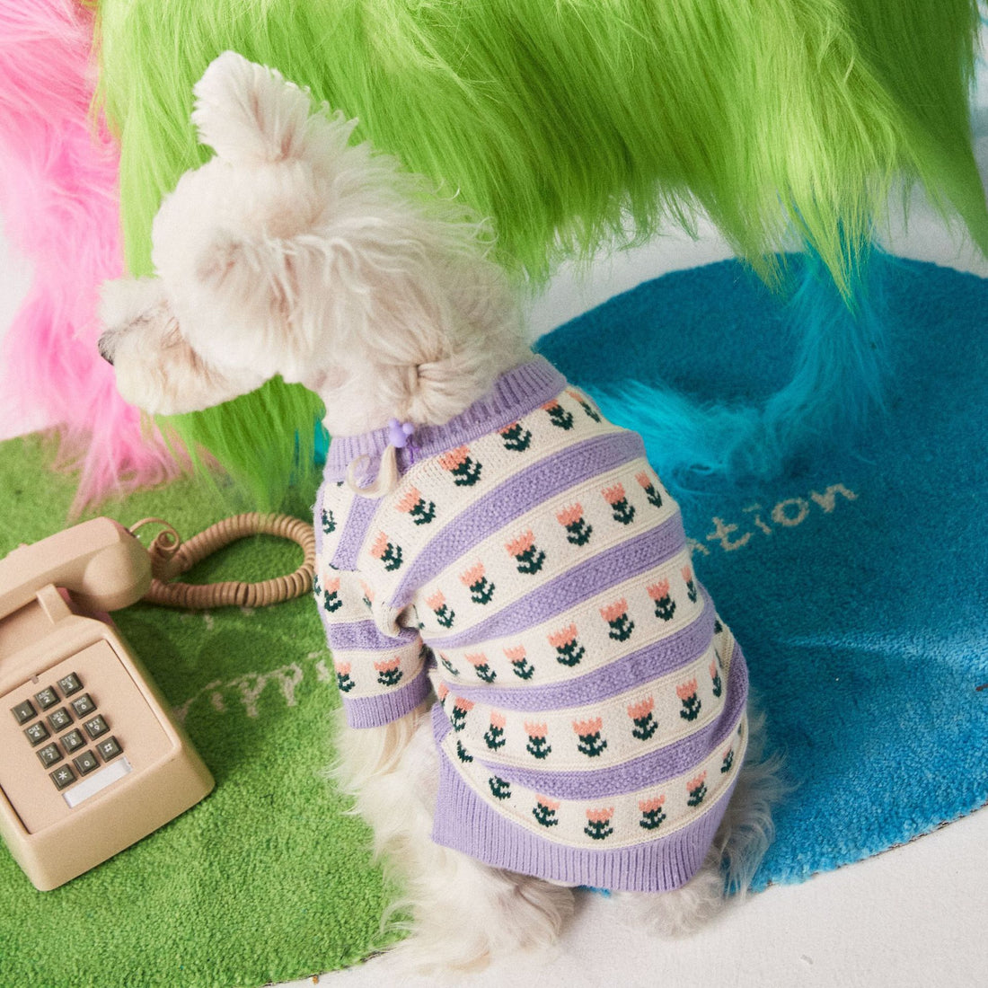 Purple Flower Sweater Cardigan for Pets