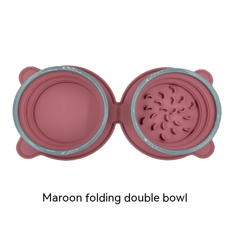 Portable Foldable Silicone Double Pet Feeding Bowl