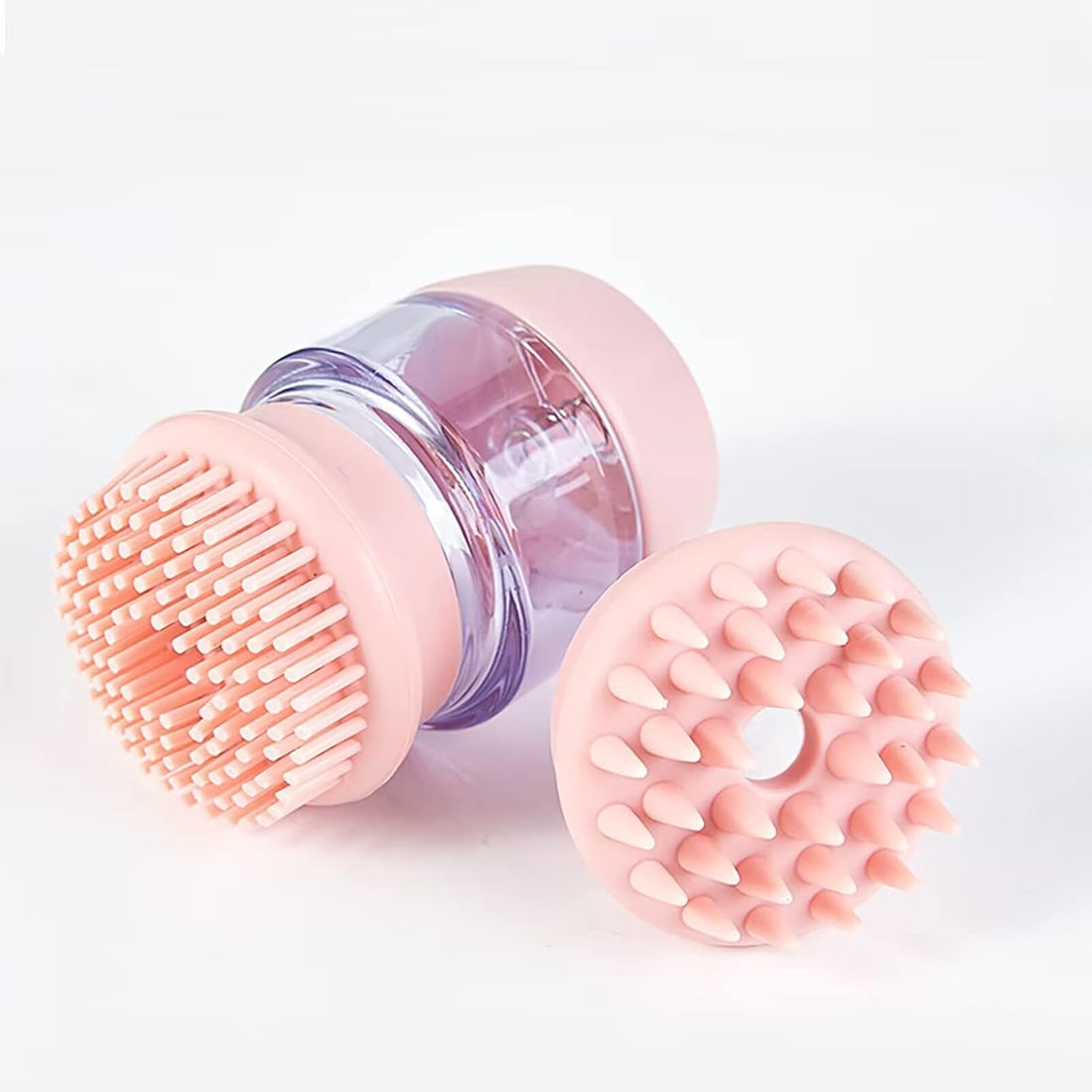 Pet Bath Silicone Grooming Brush Double-Head Hair Cleaning with Shampoo Dispenser