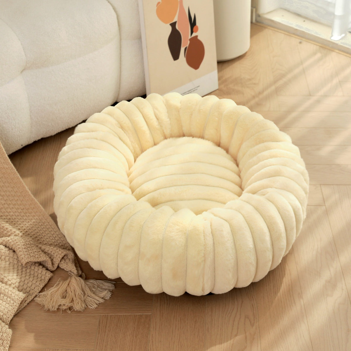 High-Weight Plush Pet Nest Round Warm Bed