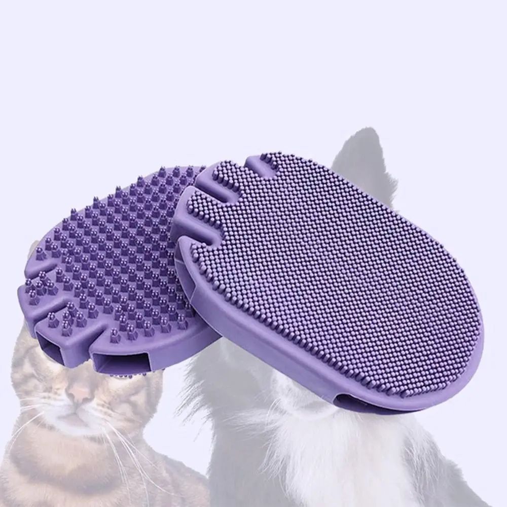Dual-Sided Pet Shampoo Brush Soft Bristle Grooming Tool
