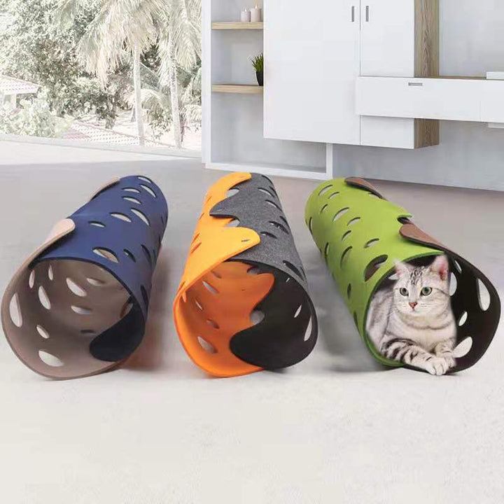 Removable Felt Pet Tunnel Toy Foldable Interactive Play