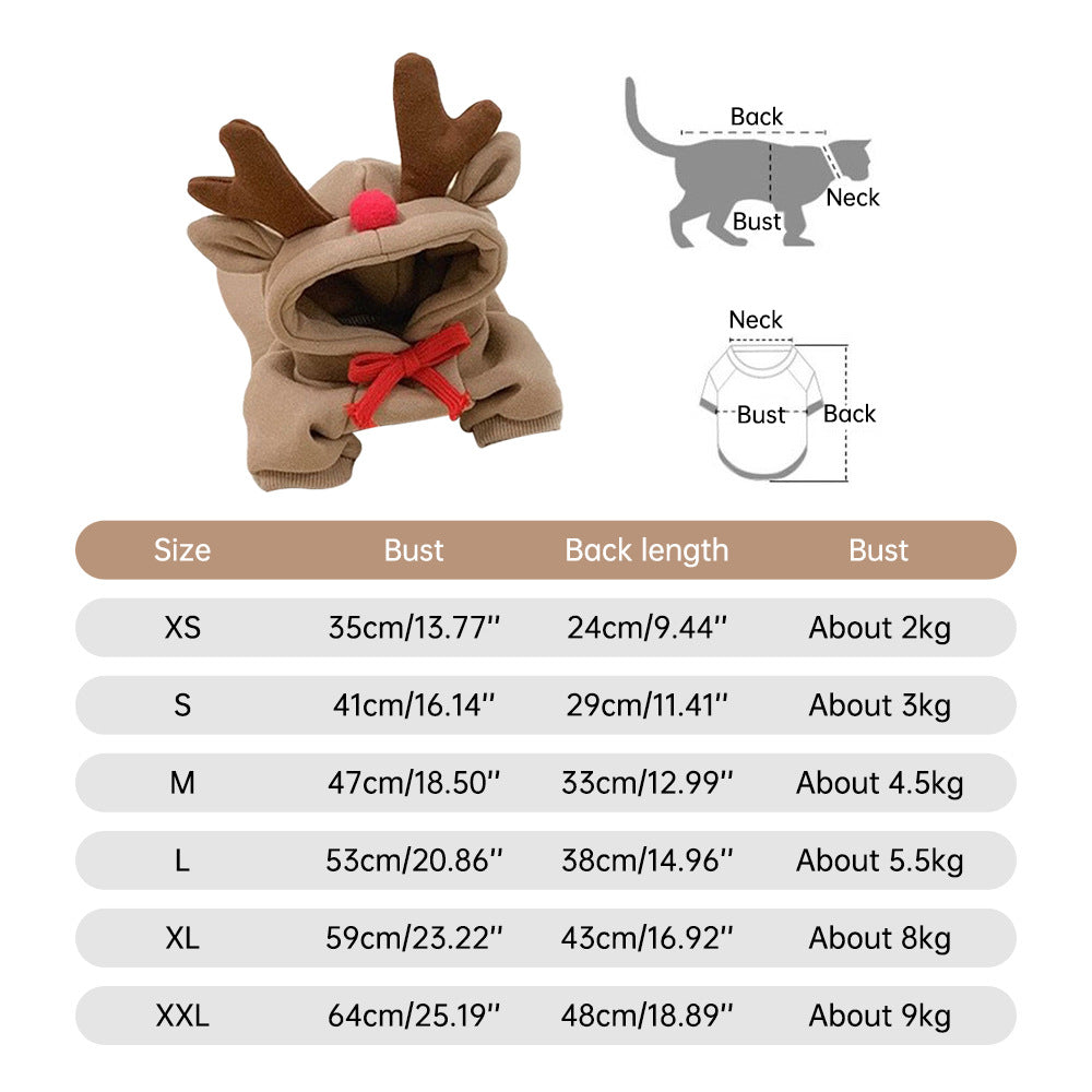 Hooded Apricot Elk Sweater for Pets