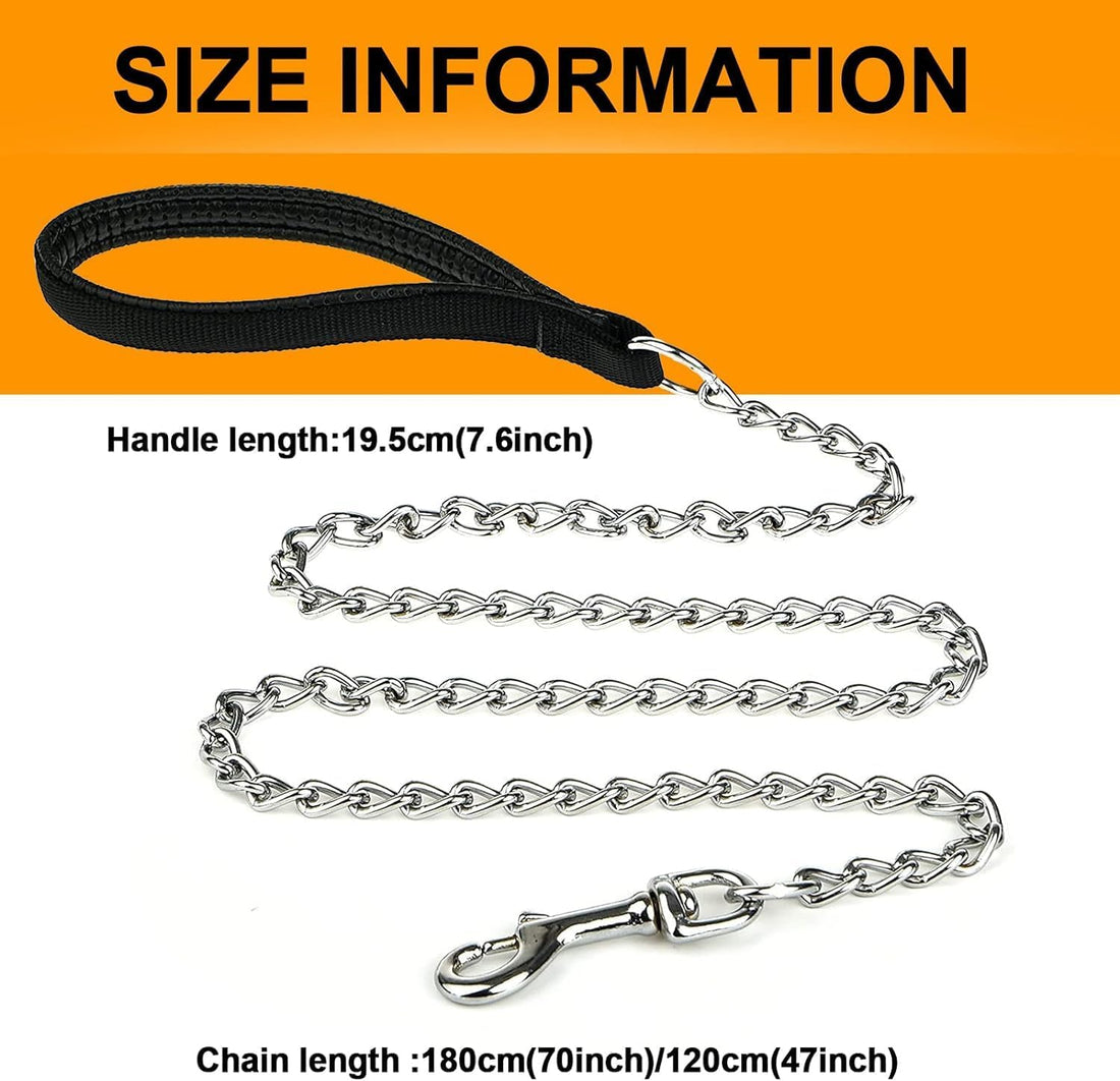 Heavy-Duty Metal Pet Leash With Padded Handle