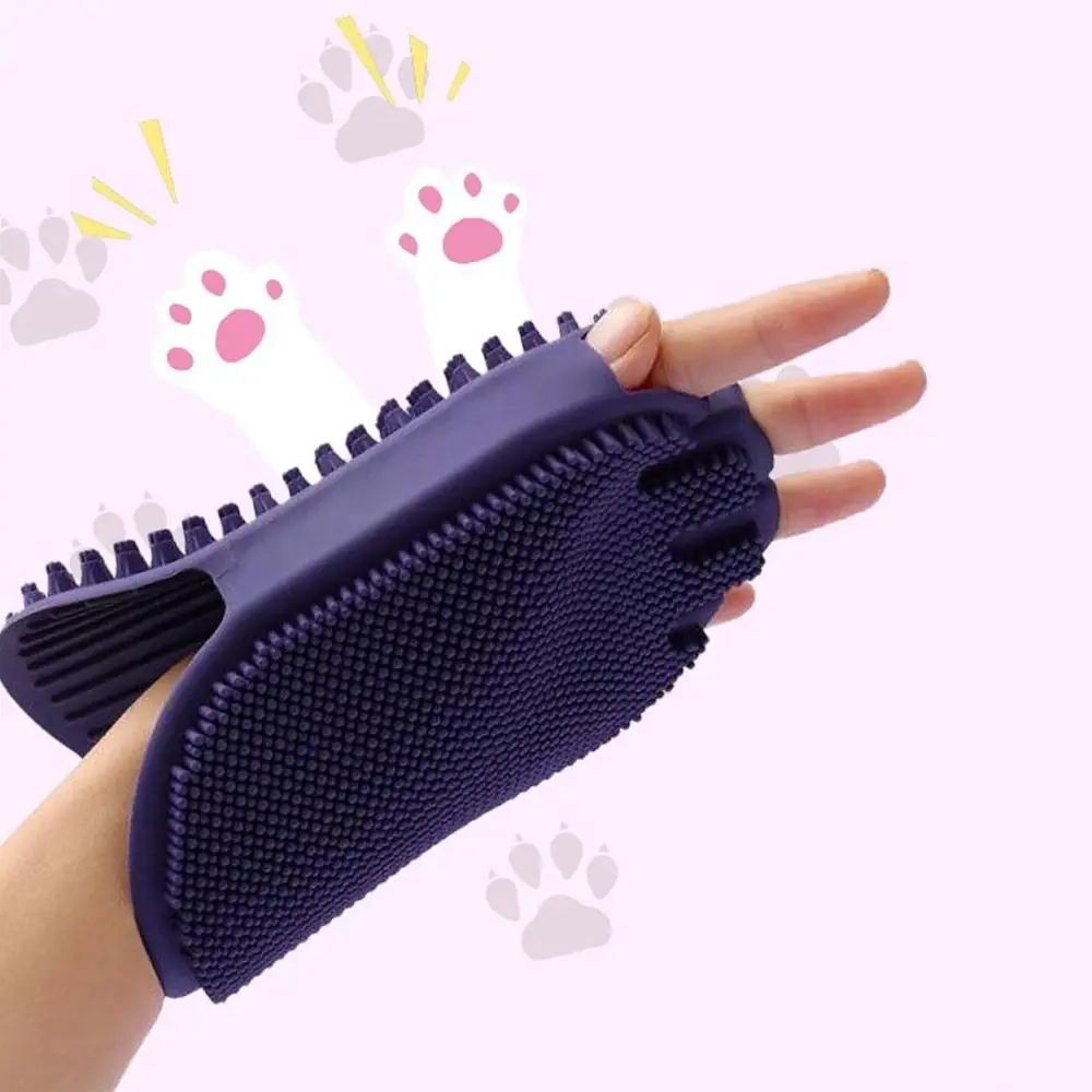 Dual-Sided Pet Shampoo Brush Soft Bristle Grooming Tool