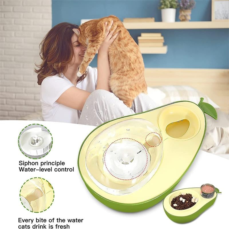 Automatic Avocado-Shaped Pet Water And Food Dispense