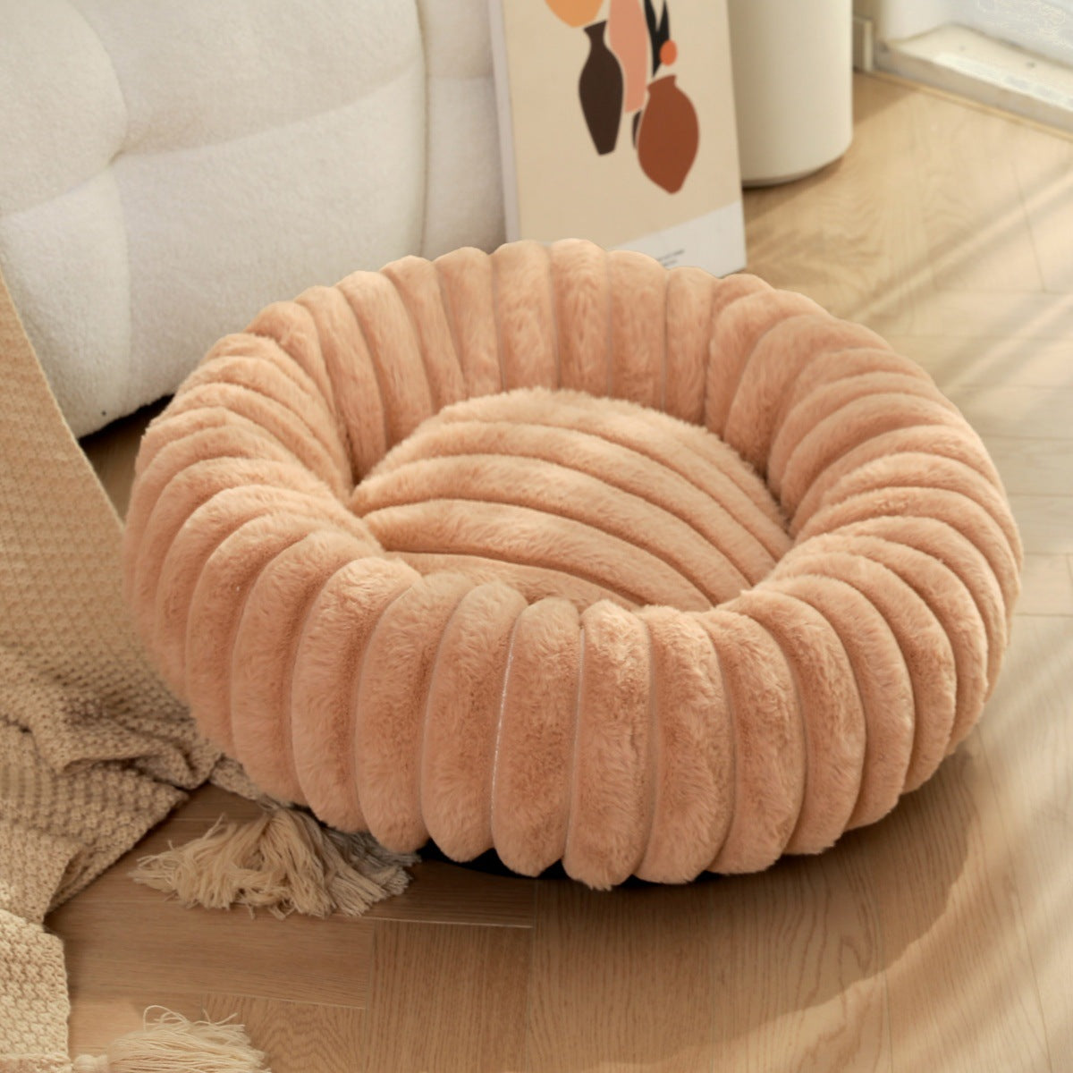 High-Weight Plush Pet Nest Round Warm Bed