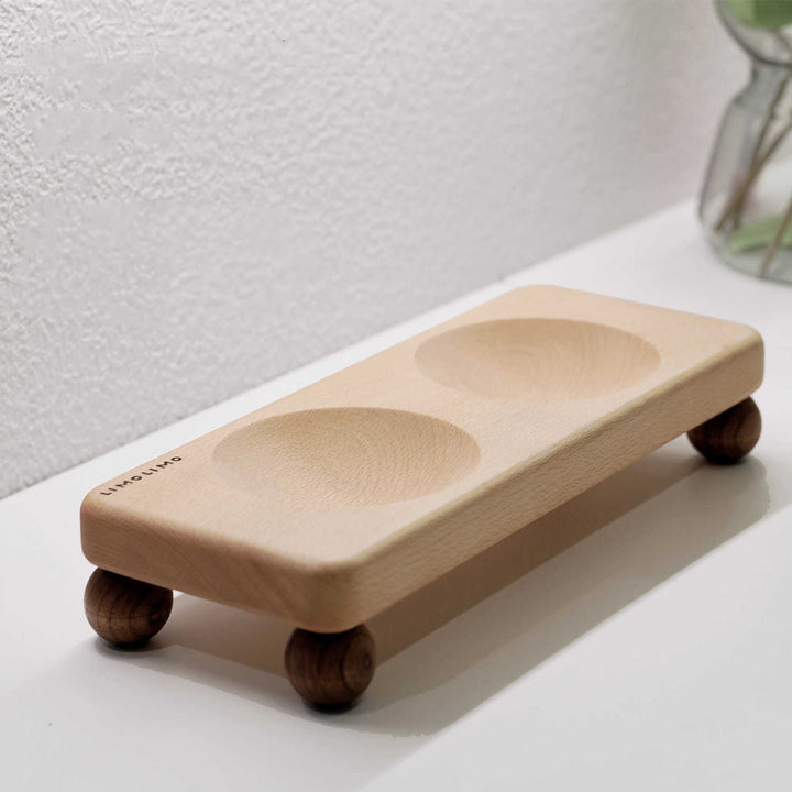 Solid Wood Pet Bowl Ceramic Feeding Dish