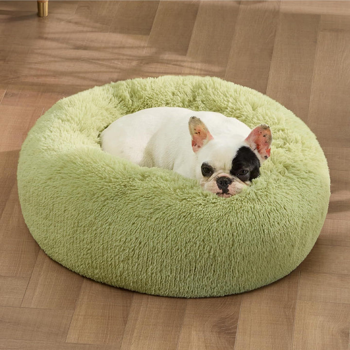Solid Color Non-Slip Round Fluffy Pet Bed