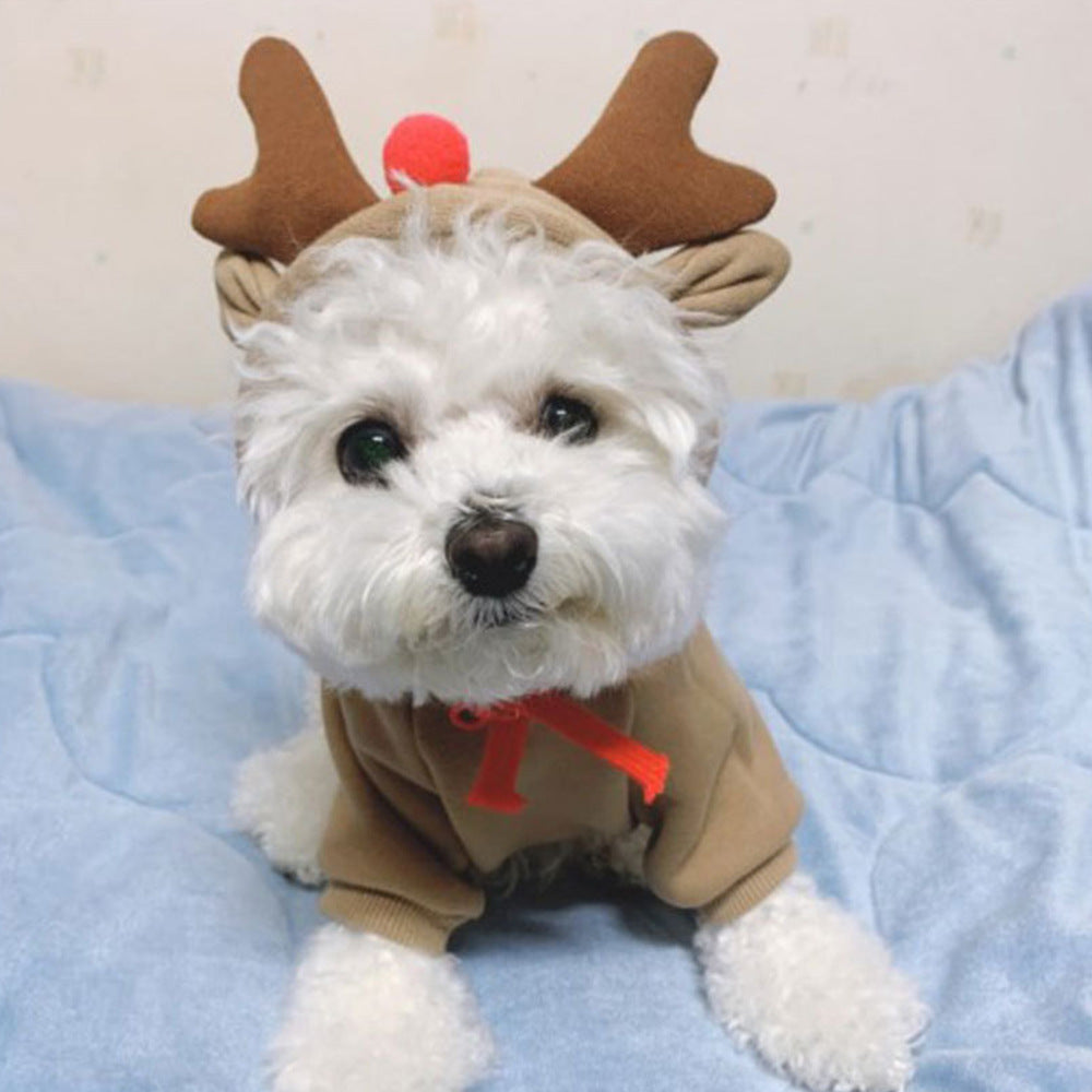 Hooded Apricot Elk Sweater for Pets