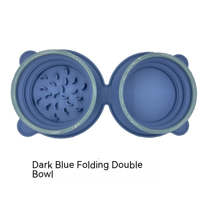 Portable Foldable Silicone Double Pet Feeding Bowl