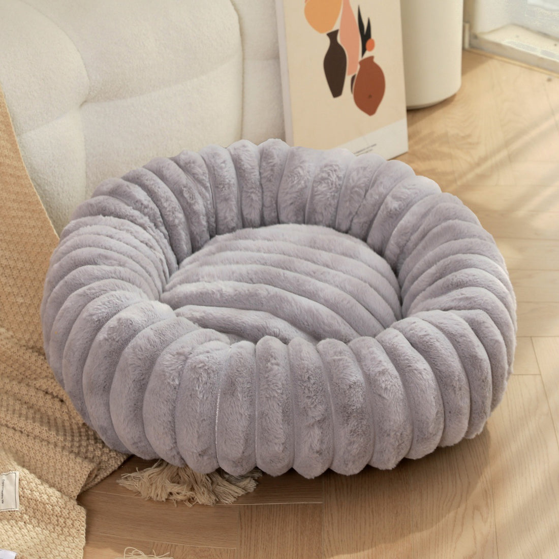 High-Weight Plush Pet Nest Round Warm Bed