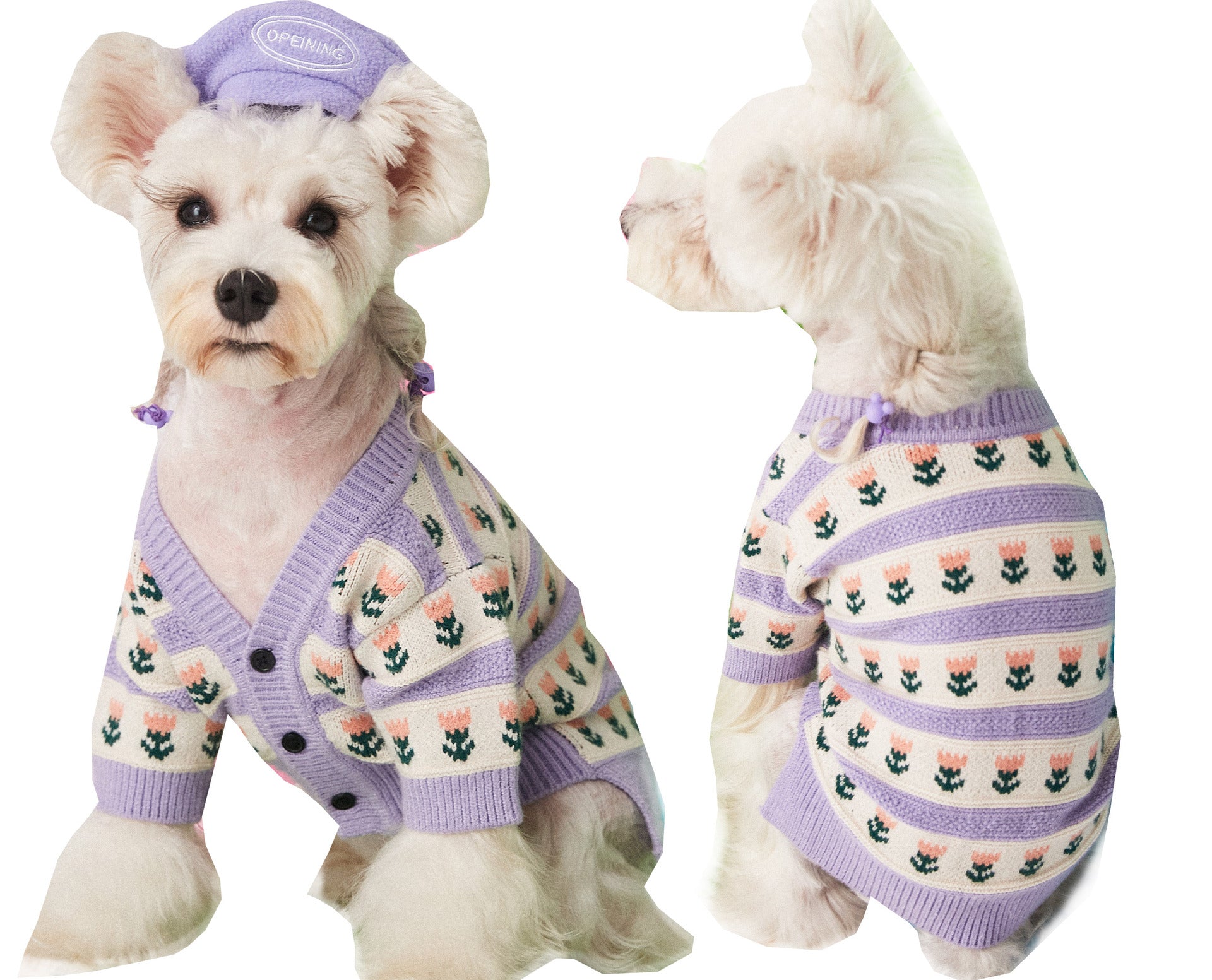 Purple Flower Sweater Cardigan for Pets