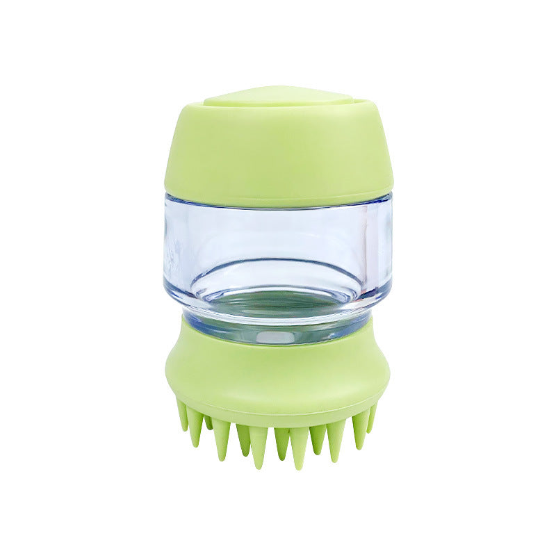 Pet Bath Silicone Grooming Brush Double-Head Hair Cleaning with Shampoo Dispenser