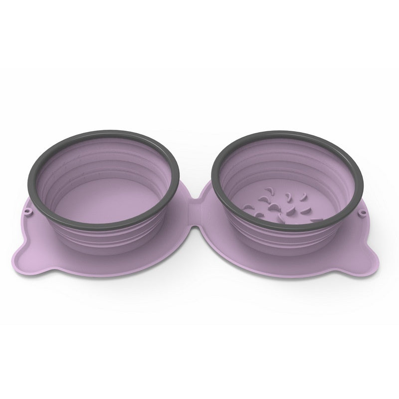 Portable Foldable Silicone Double Pet Feeding Bowl