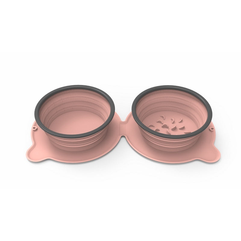 Portable Foldable Silicone Double Pet Feeding Bowl