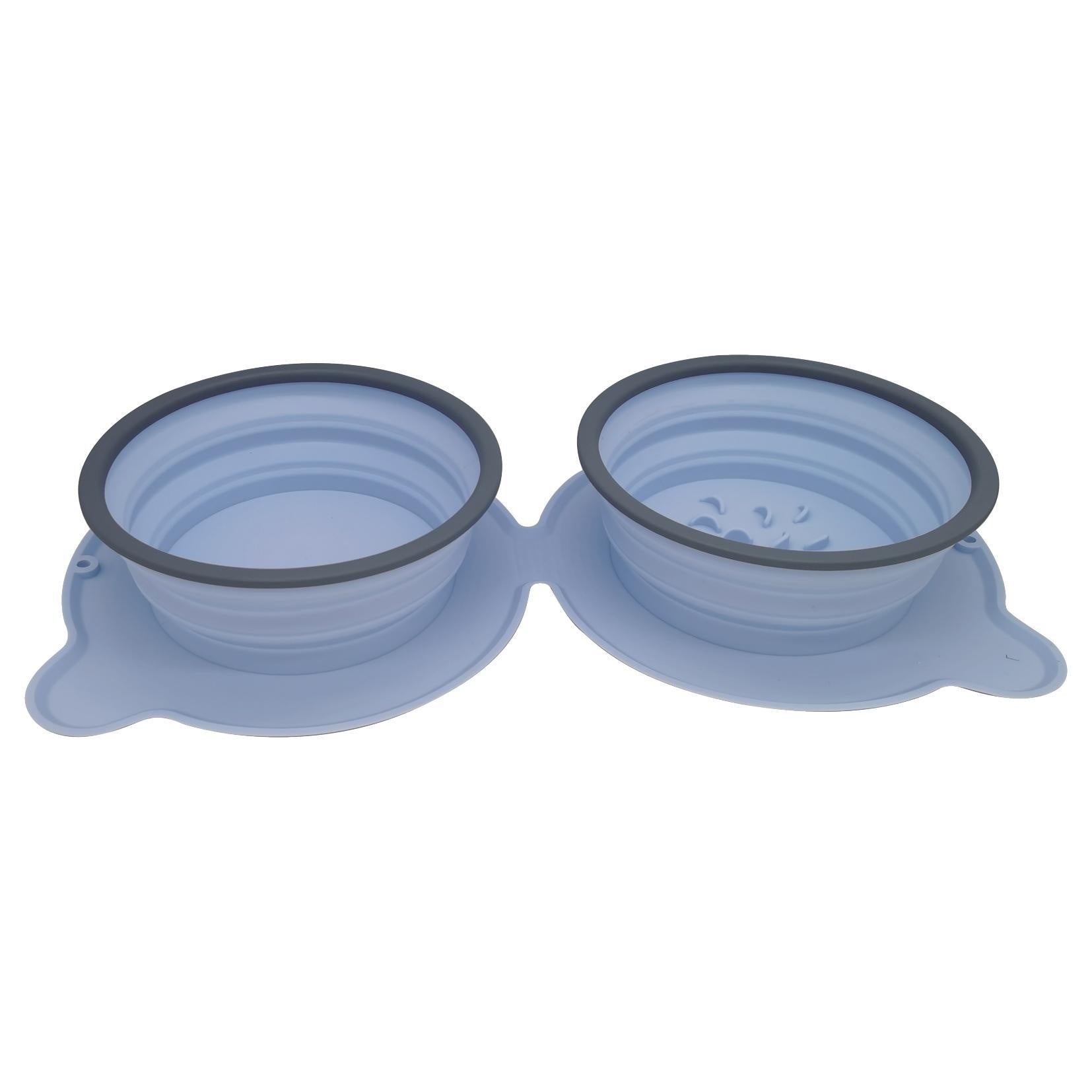 Portable Foldable Silicone Double Pet Feeding Bowl