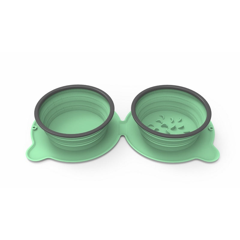 Portable Foldable Silicone Double Pet Feeding Bowl
