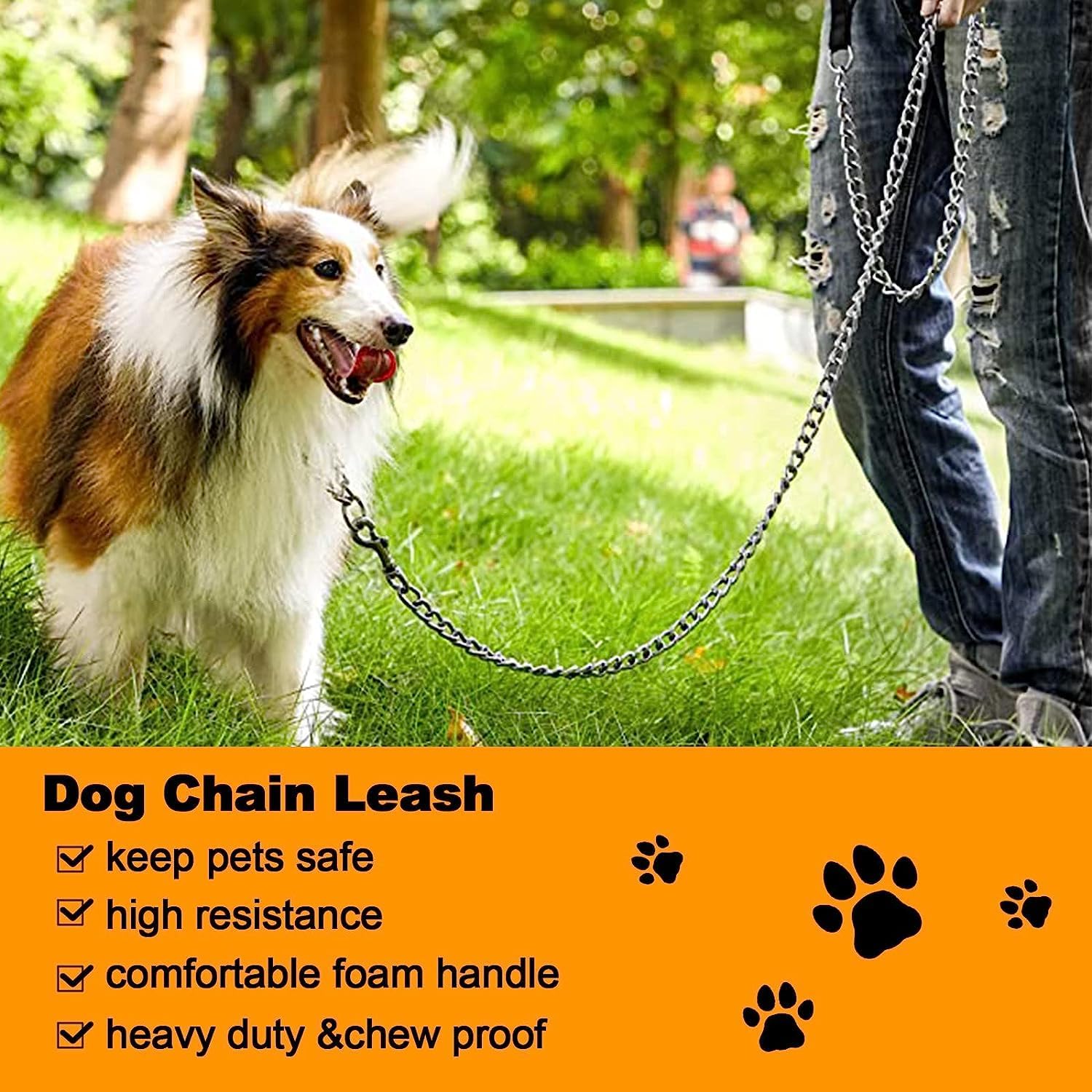 Heavy-Duty Metal Pet Leash With Padded Handle