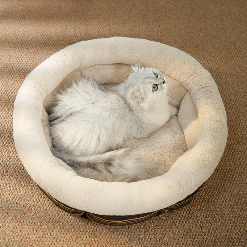 Linen Round Non-Slip Pet Mat