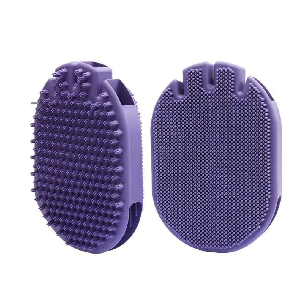 Dual-Sided Pet Shampoo Brush Soft Bristle Grooming Tool