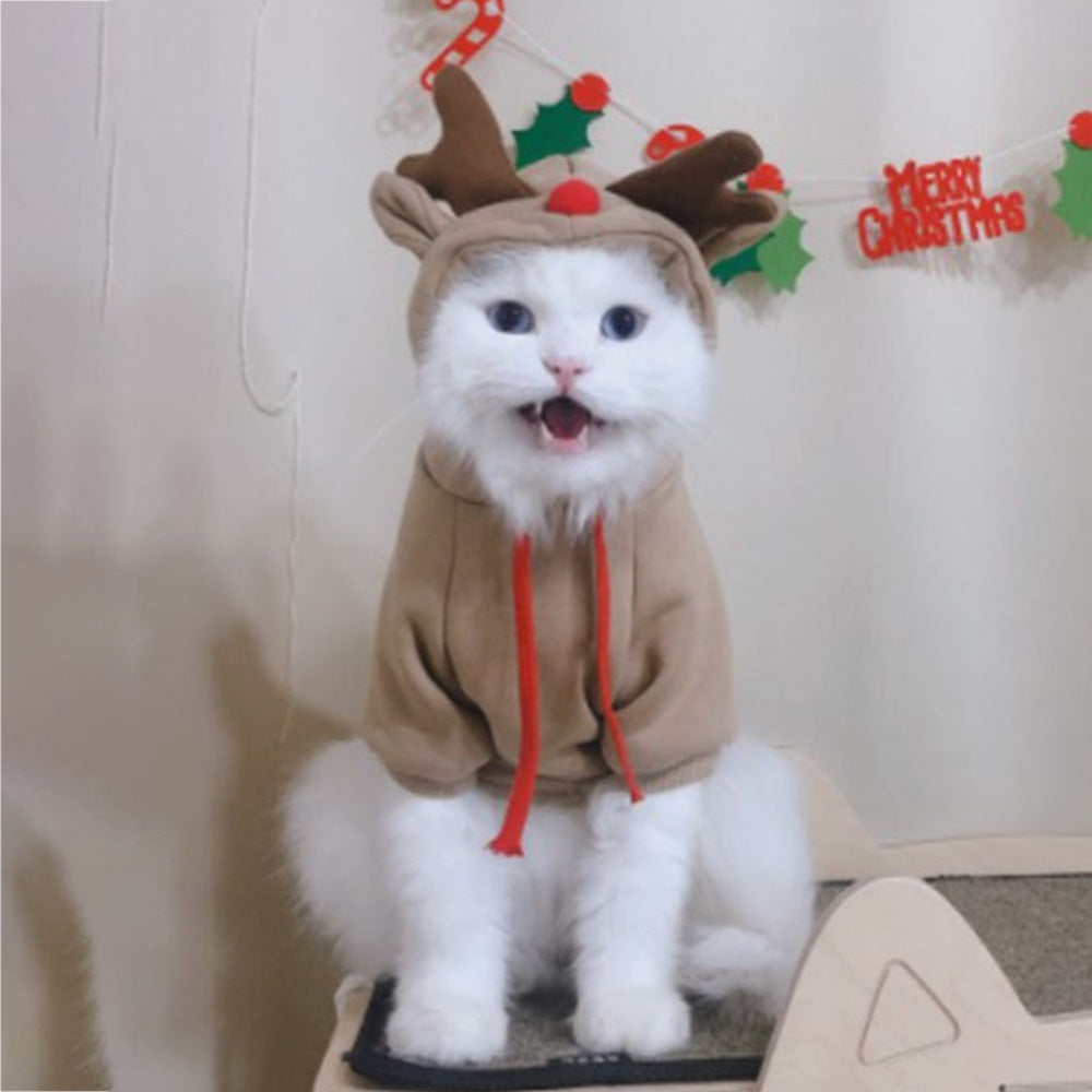 Hooded Apricot Elk Sweater for Pets