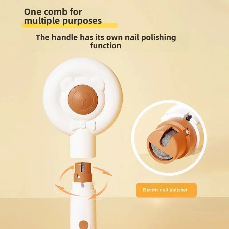 Rechargeable 2-in-1 Pet Nail Trimmer Grooming Brush