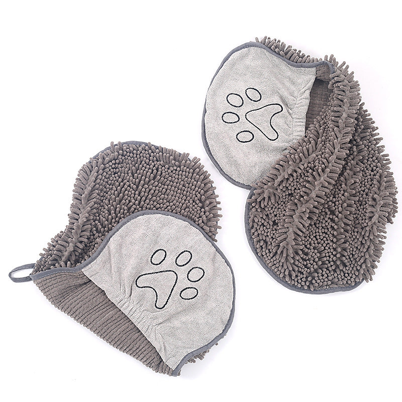 Pet Scrubbing Glove and Bath Towel