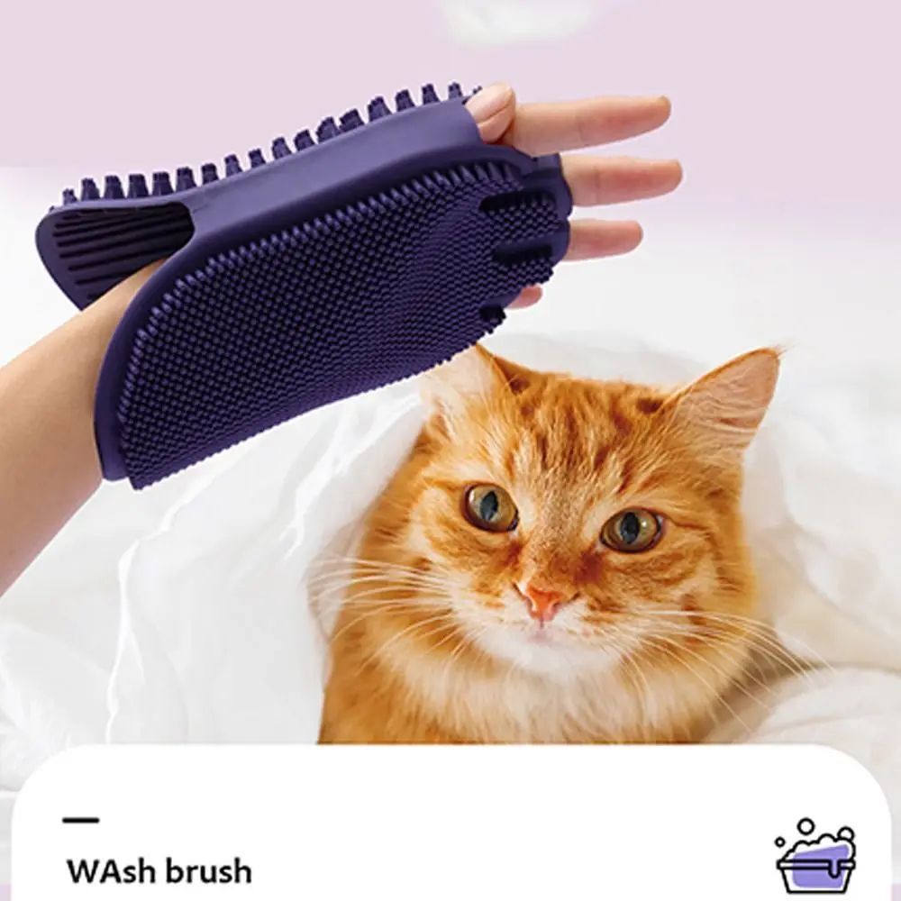 Dual-Sided Pet Shampoo Brush Soft Bristle Grooming Tool