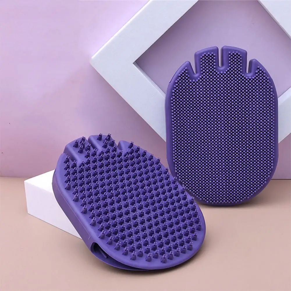 Dual-Sided Pet Shampoo Brush Soft Bristle Grooming Tool