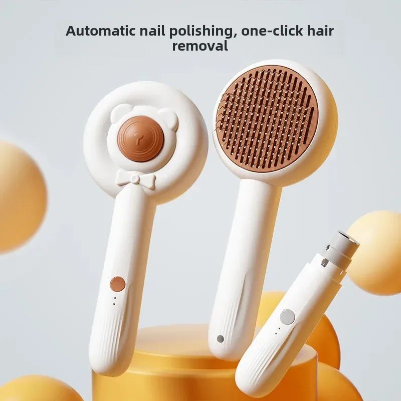 Rechargeable 2-in-1 Pet Nail Trimmer Grooming Brush